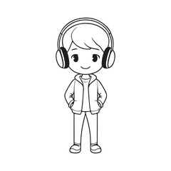 Boy line art vector illustration