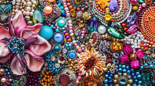 Various beads and beads for needlework. Selective focus.