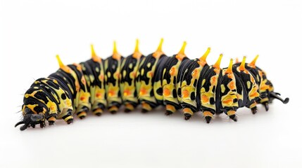 Fototapeta premium Giant Swallowtail caterpillar alone on a white background with label