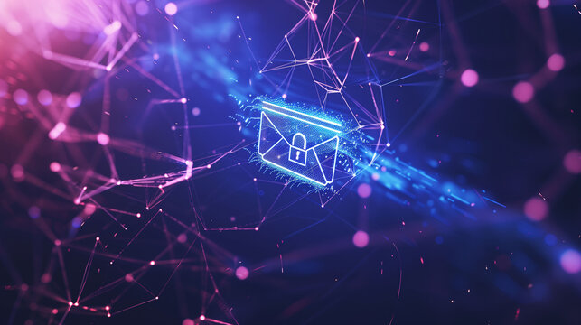 Secured Email Network Visualization, suitable for tech blogs, cybersecurity campaigns, and digital communication safety
