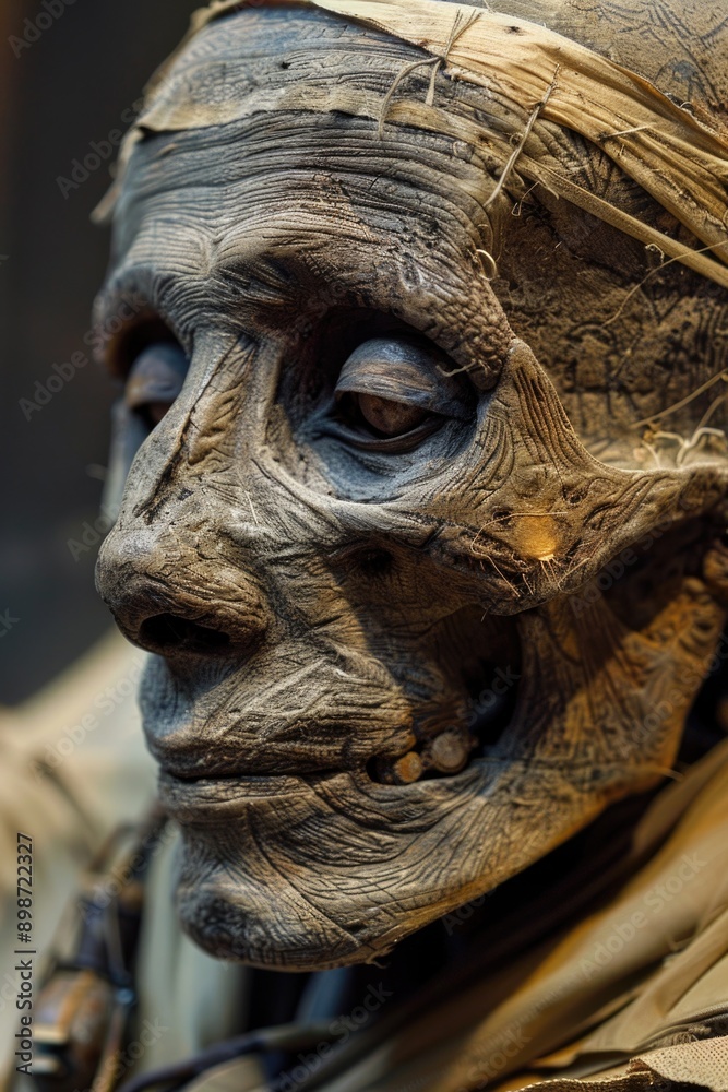 Poster close-up shot of a statue depicting a person, ideal for use in editorial or commercial contexts