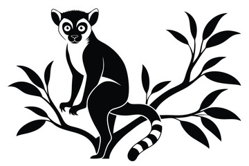 Lemur in tree silhouette vector E.eps