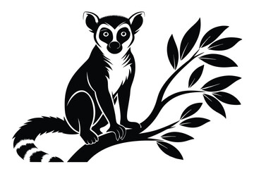 Lemur in tree silhouette vector M.eps