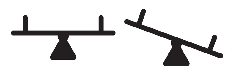 Obraz premium playground seesaw vector icon, park kids seesaw symbol. balance sign in black color.