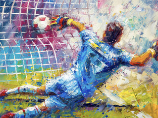 Obraz premium Goalkeeper Making a Save Abstract Painting