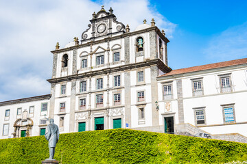 Traditional style old church in Horta town, Faial island, Azores, Portugal