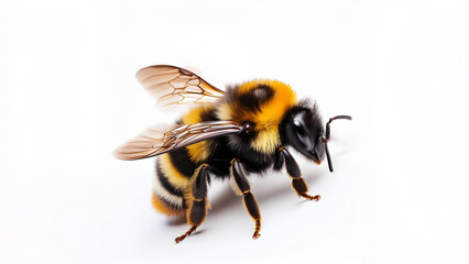 A close up of a Bumble-bee white background.