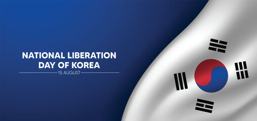 South Korea National Liberation Day of Korea waving flag vector poster