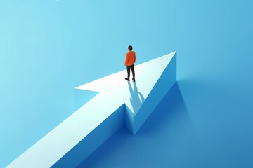 Path to Success, Man Walking on Arrow