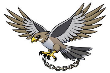 A black vector silhouette of a flying eagle with spread wings, a symbol of wild freedom