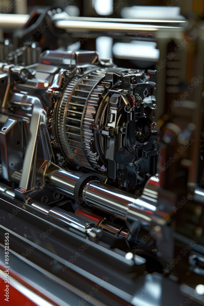 Aufkleber A close-up shot of a machine in a factory setting, suitable for use in industrial or technical contexts