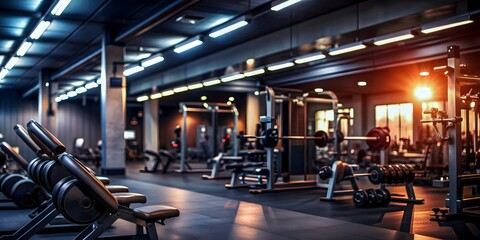 Modern Gym Interior With Weight Lifting Equipment.