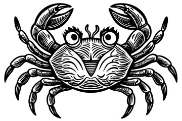 Funny Crab Vector Illustration with White Background Cartoons, Clipart, Line Art Design, Funny crab vector illustration, perfect for cartoons, clipart, and line art designs with a white background.
