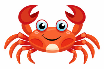 Funny Crab Vector Illustration with White Background Cartoons, Clipart, Line Art Design, Funny crab vector illustration, perfect for cartoons, clipart, and line art designs with a white background.