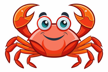 Funny Crab Vector Illustration with White Background Cartoons, Clipart, Line Art Design, Funny crab vector illustration, perfect for cartoons, clipart, and line art designs with a white background.