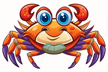 Funny Crab Vector Illustration with White Background Cartoons, Clipart, Line Art Design, Funny crab vector illustration, perfect for cartoons, clipart, and line art designs with a white background.