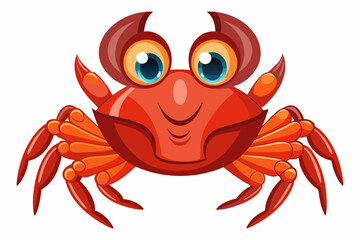 Funny Crab Vector Illustration with White Background Cartoons, Clipart, Line Art Design, Funny crab vector illustration, perfect for cartoons, clipart, and line art designs with a white background.