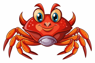 Funny Crab Vector Illustration with White Background Cartoons, Clipart, Line Art Design, Funny crab vector illustration, perfect for cartoons, clipart, and line art designs with a white background.