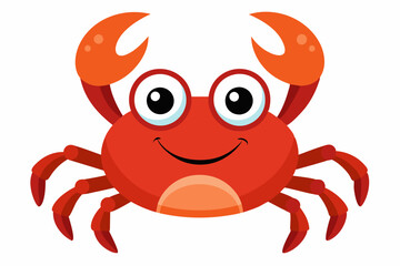 Funny Crab Vector Illustration with White Background Cartoons, Clipart, Line Art Design, Funny crab vector illustration, perfect for cartoons, clipart, and line art designs with a white background.