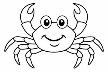 Funny Crab Vector Illustration with White Background Cartoons, Clipart, Line Art Design, Funny crab vector illustration, perfect for cartoons, clipart, and line art designs with a white background.