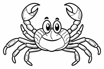 Funny Crab Vector Illustration with White Background Cartoons, Clipart, Line Art Design, Funny crab vector illustration, perfect for cartoons, clipart, and line art designs with a white background.