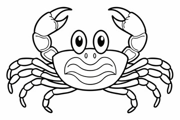 Funny Crab Vector Illustration with White Background Cartoons, Clipart, Line Art Design, Funny crab vector illustration, perfect for cartoons, clipart, and line art designs with a white background.