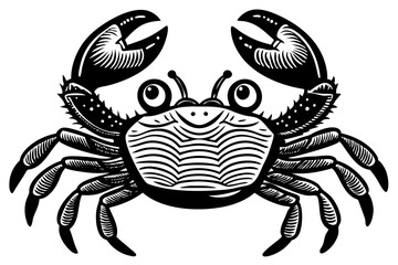 Funny Crab Vector Illustration with White Background Cartoons, Clipart, Line Art Design, Funny crab vector illustration, perfect for cartoons, clipart, and line art designs with a white background.