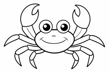 Funny Crab Vector Illustration with White Background Cartoons, Clipart, Line Art Design, Funny crab vector illustration, perfect for cartoons, clipart, and line art designs with a white background.
