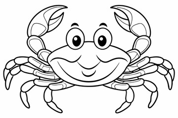 Funny Crab Vector Illustration with White Background Cartoons, Clipart, Line Art Design, Funny crab vector illustration, perfect for cartoons, clipart, and line art designs with a white background.