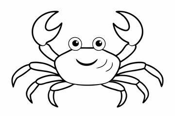 Funny Crab Vector Illustration with White Background Cartoons, Clipart, Line Art Design, Funny crab vector illustration, perfect for cartoons, clipart, and line art designs with a white background.