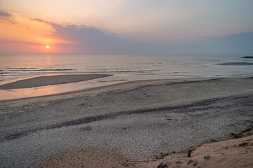 Landscape of sunset in Sao Pedro de Maceda beach. Ovar, Portugal.