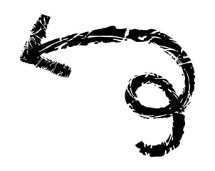 Hand drawn simple arrow drawn with wax crayon, chalk or charcoal. Uneven dry texture for underlining highlighting. Pencil drawn lines, strikethrough, grungy vector isolated on white