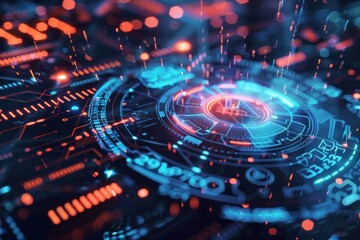 Fototapeta premium Abstract digital privacy visualization, data security in AI technology, futuristic and high resolution