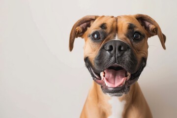 Obraz premium Adorable Boxer with a joyful and happy expression, perfect for an animal banner The cute dog portrait