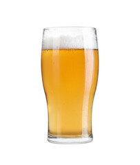 Glass of light beer isolated on white
