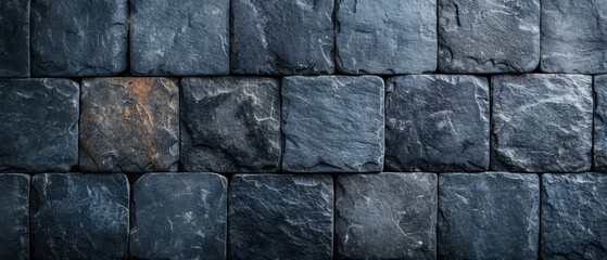  A detailed shot of a stone wall, composed of distinctively varied rock types