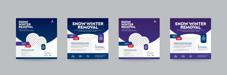 Snow removal or cleaning service square instagram banner for social media post.