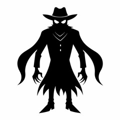 Halloween cowboy ghost black vector silhouette