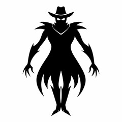 Halloween cowboy ghost black vector silhouette