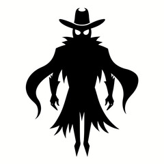 Halloween cowboy ghost black vector silhouette