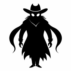 Halloween cowboy ghost black vector silhouette