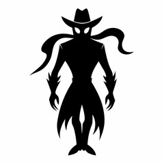 Halloween cowboy ghost black vector silhouette