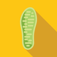 Green orthopedic insole for shoes providing arch support, designed for flat feet