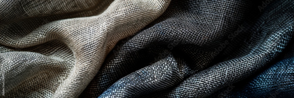 Poster three different types of textured fabrics are arranged in a linear fashion. the fabrics are illumina