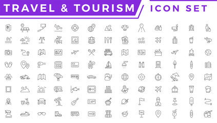 Travel icons set. Travel and tourism icons set vector line icon set