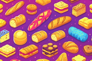 Colorful Bakery Seamless Pattern