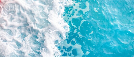 Naklejka premium A tight shot of a crimson object atop a wave, surrounded by a vast expanse of azure ocean water