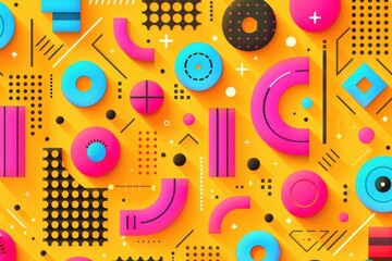 Fototapeta premium Abstract Geometric Pattern with Bright Colors and