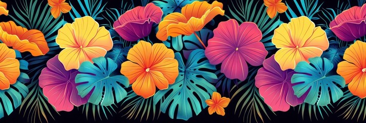 Vibrant Tropical Floral Seamless Pattern