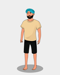 Indian village man three quarter view cartoon character design